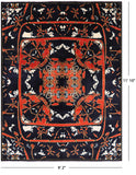 Black William Morris Handmade Wool Area Rug - 9' 2" X 11' 10" - Golden Nile