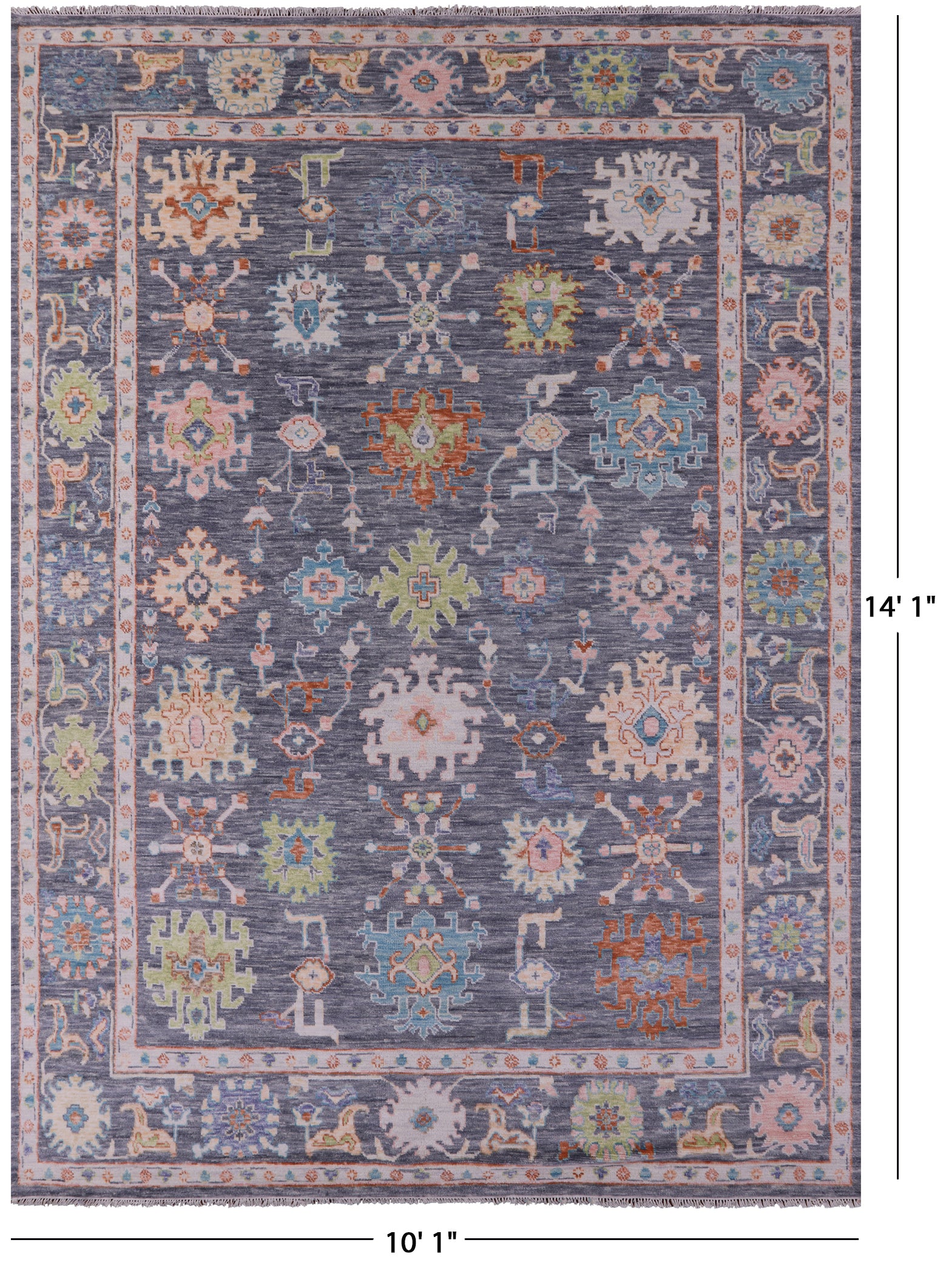 Grey Turkish Oushak Hand Knotted Wool Rug - 10' 1" X 14' 1" - Golden Nile