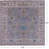 Grey Square Turkish Oushak Hand Knotted Wool Rug - 8' 0" X 8' 0" - Golden Nile