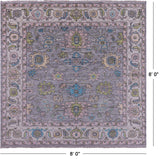 Grey Square Turkish Oushak Hand Knotted Wool Rug - 8' 0" X 8' 0" - Golden Nile