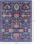Blue Persian Fine Serapi Hand Knotted Wool Rug - 8' 10" X 11' 8" - Golden Nile