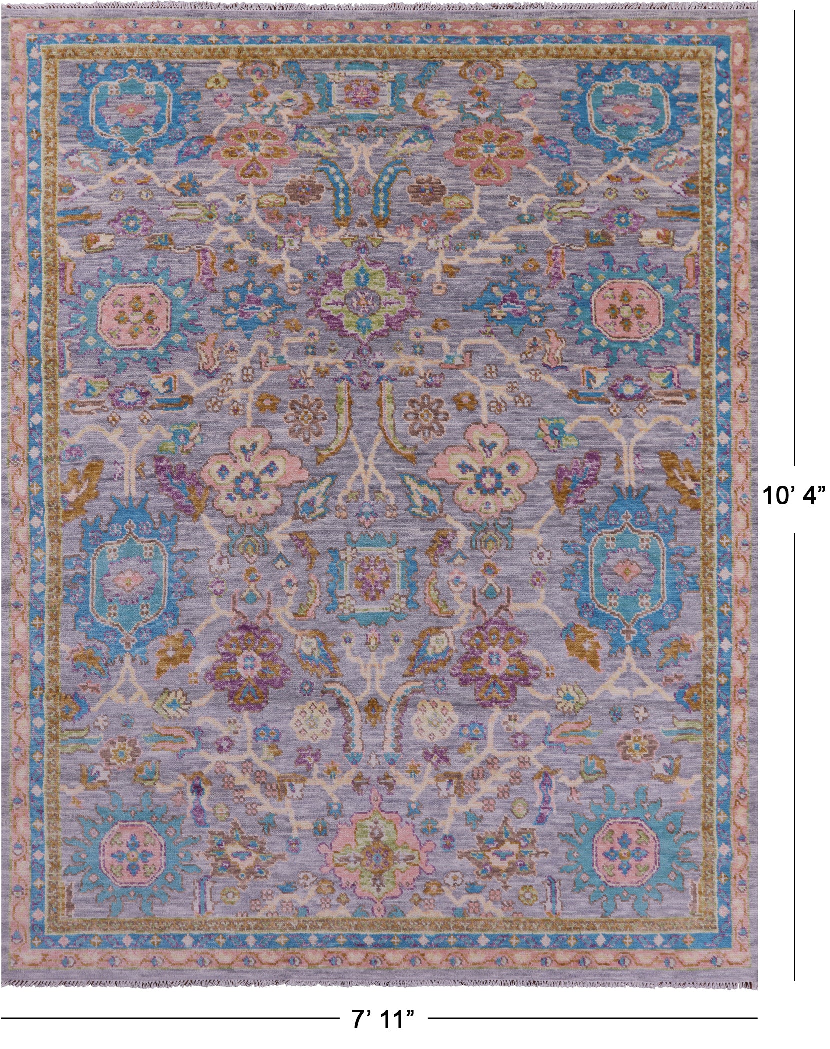 Grey Turkish Oushak Hand Knotted Wool Rug - 7' 11" X 10' 4" - Golden Nile