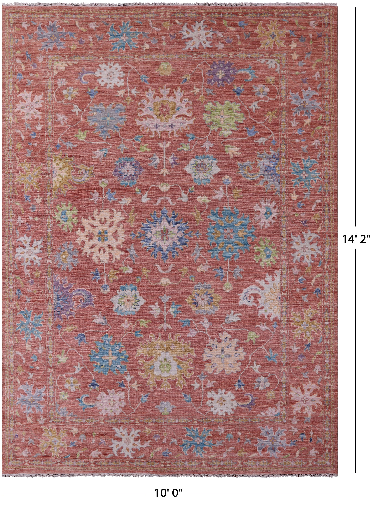 Turkish Oushak Hand Knotted Wool Rug - 10' 0" X 14' 2" - Golden Nile
