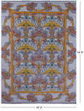 Blue William Morris Hand Knotted Wool Rug - 10' 2" X 14' 0" - Golden Nile