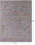 Grey Turkish Oushak Hand Knotted Wool Rug - 10' 3" X 14' 2" - Golden Nile