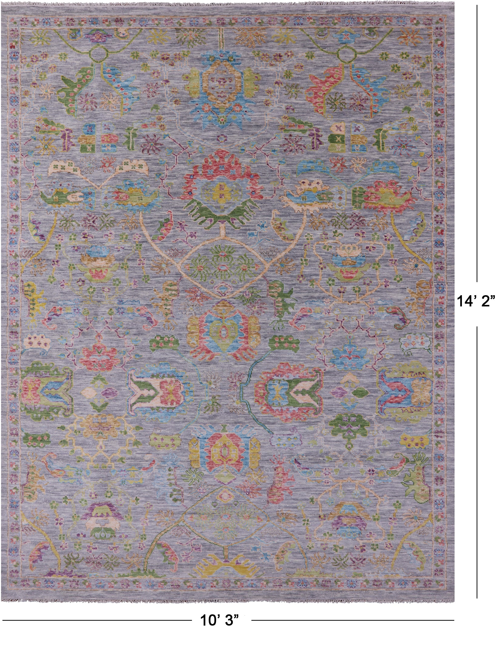 Grey Turkish Oushak Hand Knotted Wool Rug - 10' 3" X 14' 2" - Golden Nile