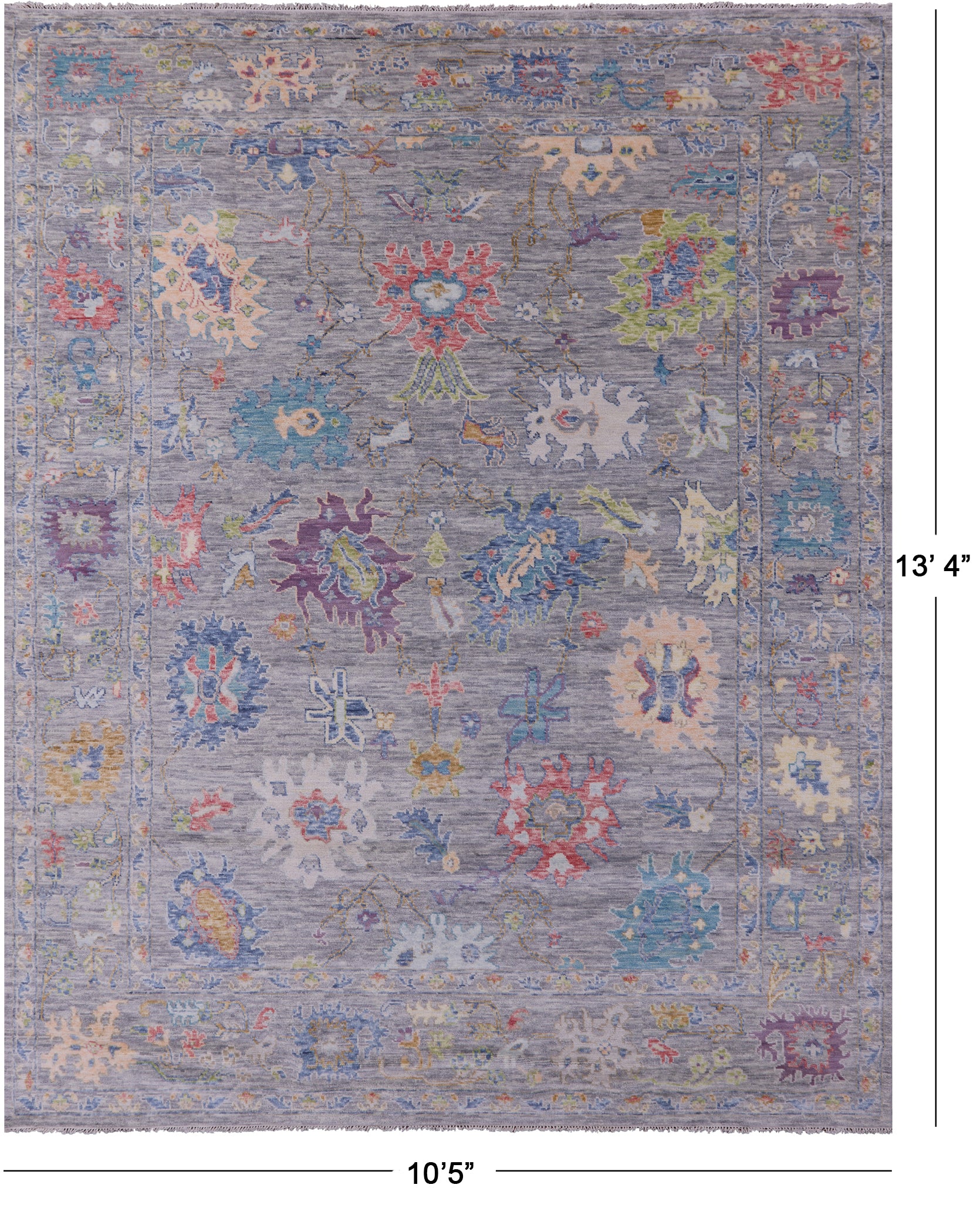 Grey Turkish Oushak Hand Knotted Wool Rug - 10' 5" X 13' 4" - Golden Nile