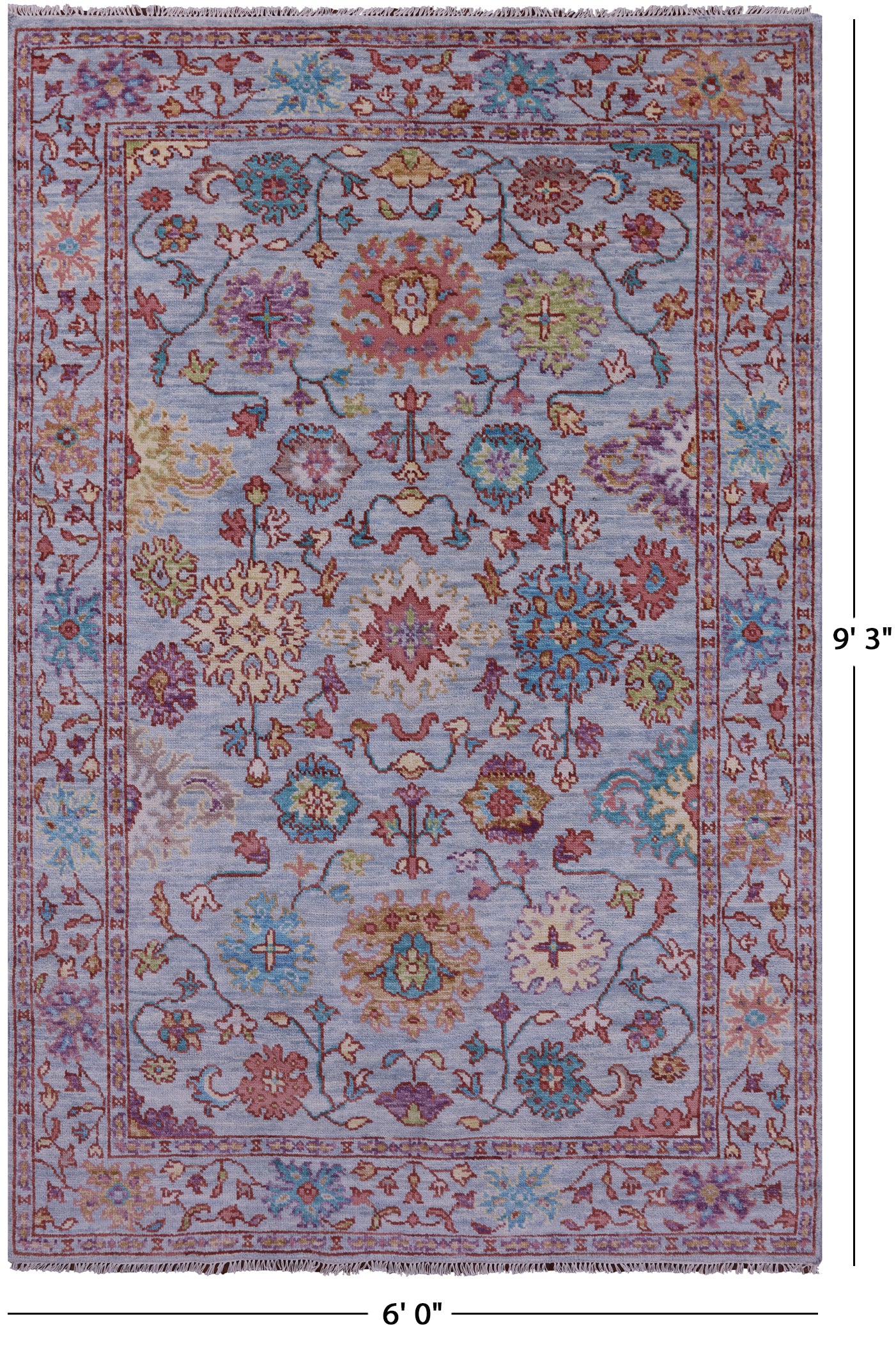 Light Blue Turkish Oushak Hand Knotted Wool Rug - 6' 0" X 9' 3" - Golden Nile