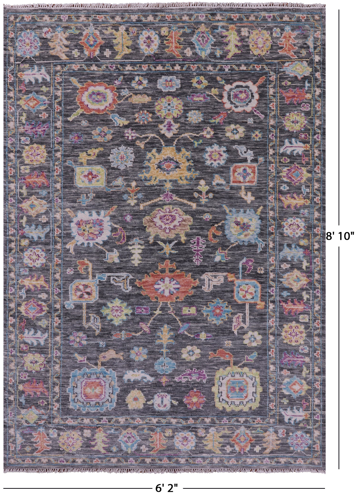 Grey Turkish Oushak Hand Knotted Wool Rug - 6' 2" X 8' 10" - Golden Nile