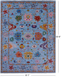 Blue Turkish Oushak Hand Knotted Wool Rug - 9' 1" X 12' 0" - Golden Nile