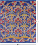 Blue William Morris Hand Knotted Wool Rug - 8' 0" X 9' 5" - Golden Nile