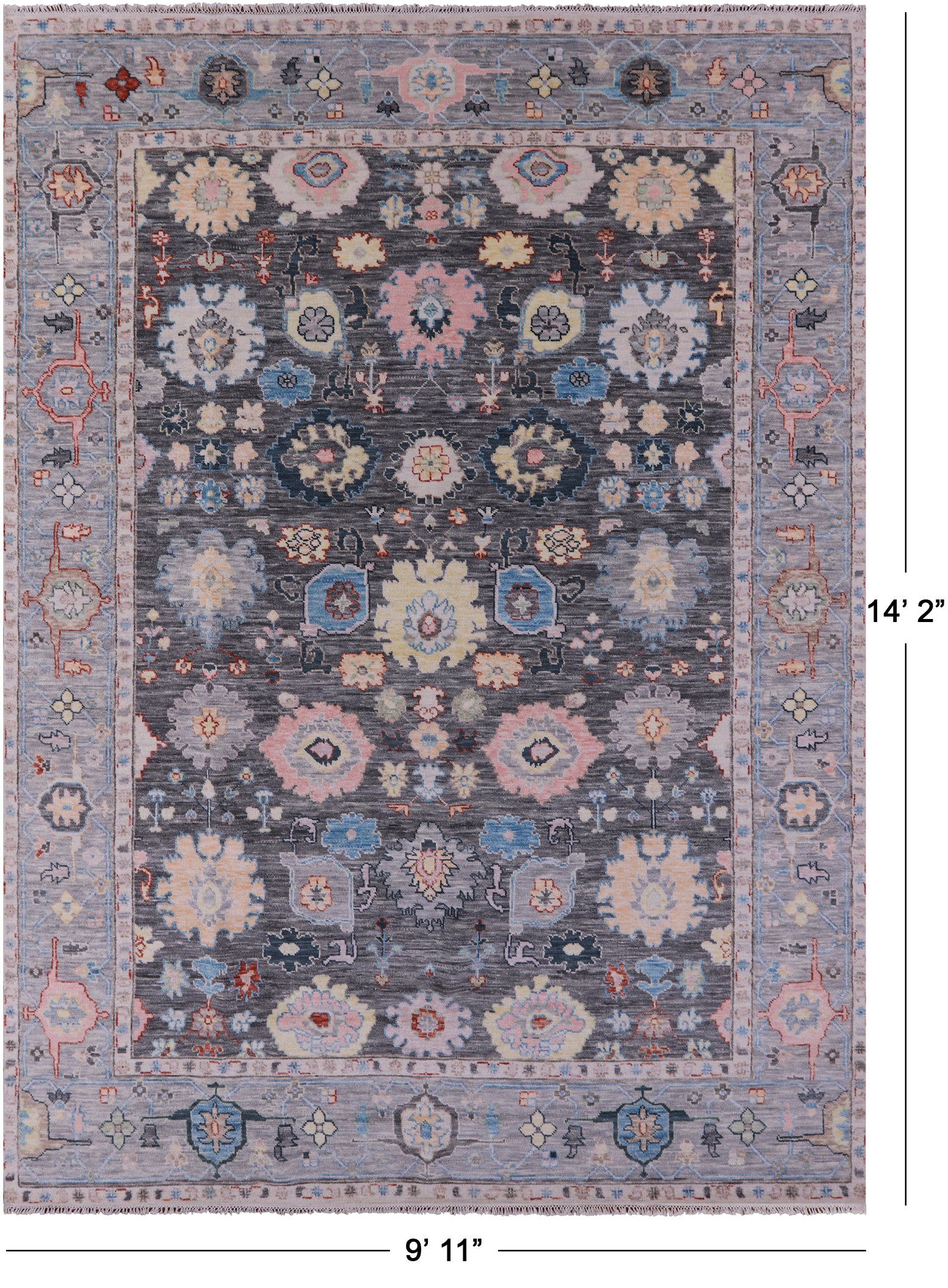 Grey Turkish Oushak Handmade Wool Rug - 9' 11" X 14' 2" - Golden Nile