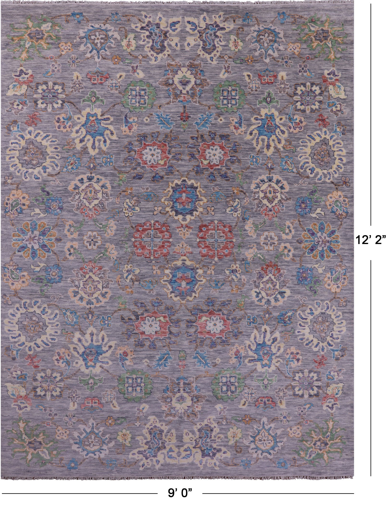 Grey Turkish Oushak Hand Knotted Wool Rug - 9' 0" X 12' 2" - Golden Nile