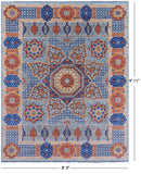 Blue Geometric Persian Mamluk Hand Knotted Wool Rug - 8' 0" X 9' 11" - Golden Nile