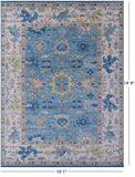 Blue Turkish Oushak Hand Knotted Wool Rug - 10' 1" X 14' 0" - Golden Nile