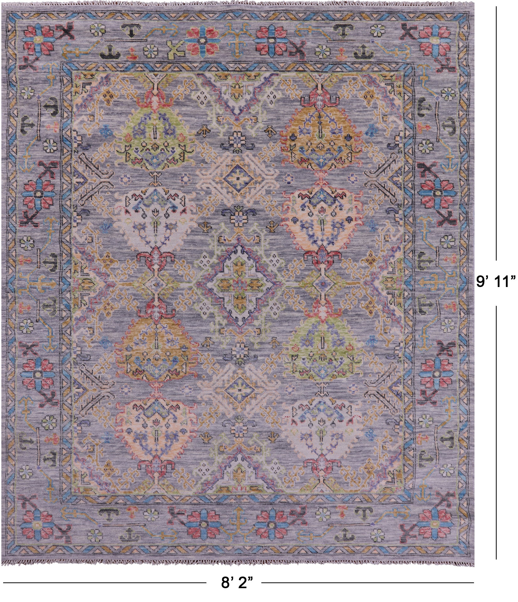 Grey Turkish Oushak Handmade Wool Rug - 8' 2" X 9' 11" - Golden Nile