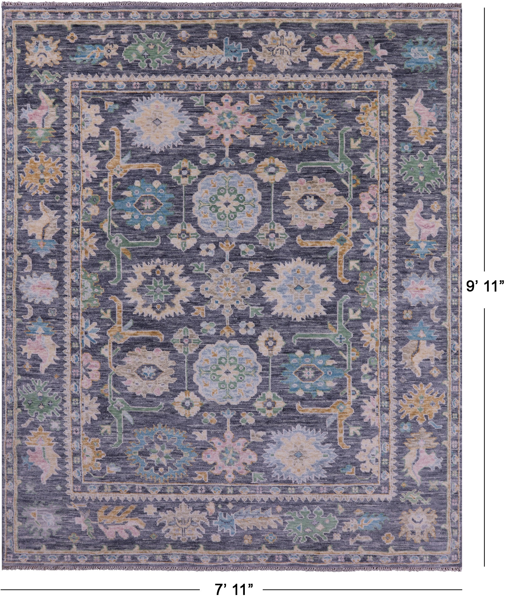 Grey Turkish Oushak Hand Knotted Wool Rug - 7' 11" X 9' 11" - Golden Nile