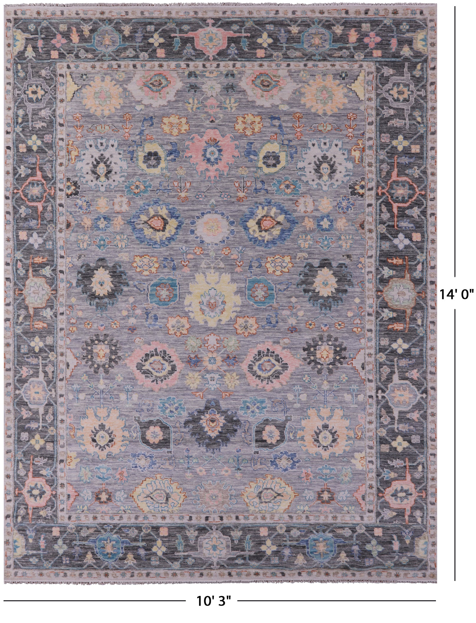 Grey Turkish Oushak Hand Knotted Wool Rug - 10' 3" X 14' 0" - Golden Nile