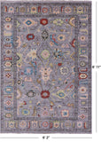 Grey Turkish Oushak Hand Knotted Wool Rug - 6' 2" X 8' 11" - Golden Nile