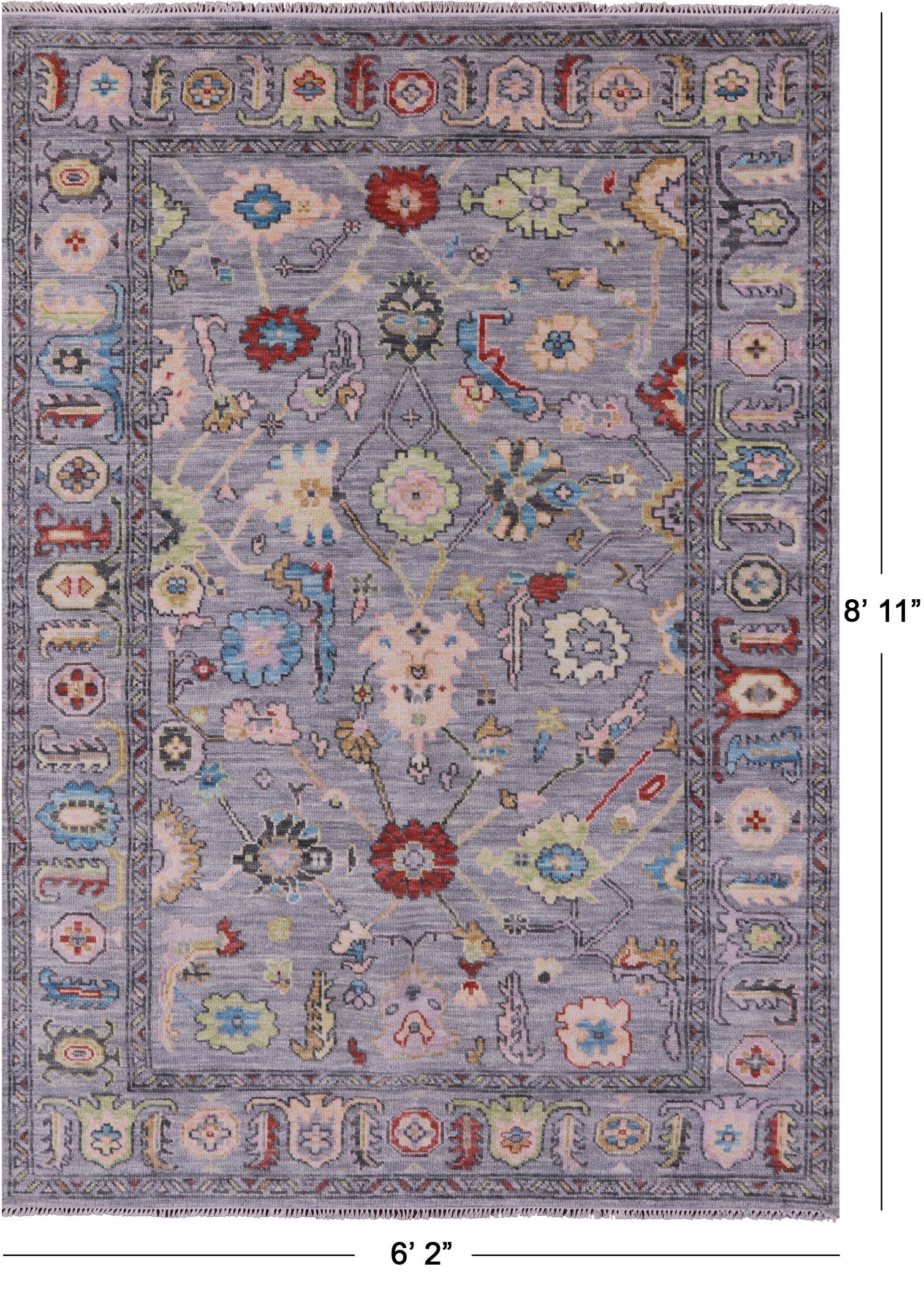 Grey Turkish Oushak Hand Knotted Wool Rug - 6' 2" X 8' 11" - Golden Nile