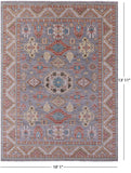 Grey Kazak Hand Knotted Wool Rug - 10' 1" X 13' 11" - Golden Nile