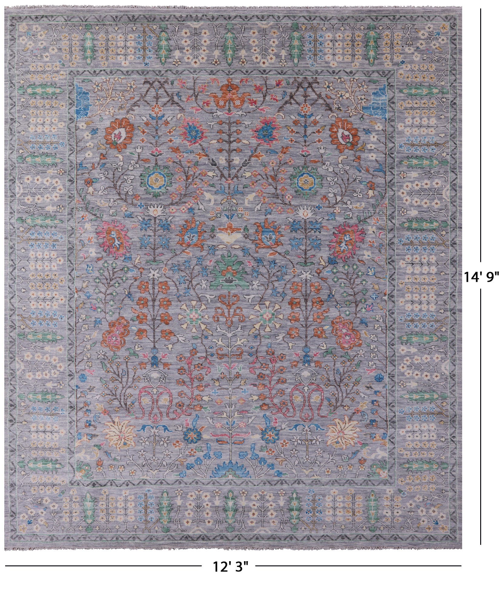 Grey Turkish Oushak Handmade Wool Rug - 12' 3" X 14' 9" - Golden Nile