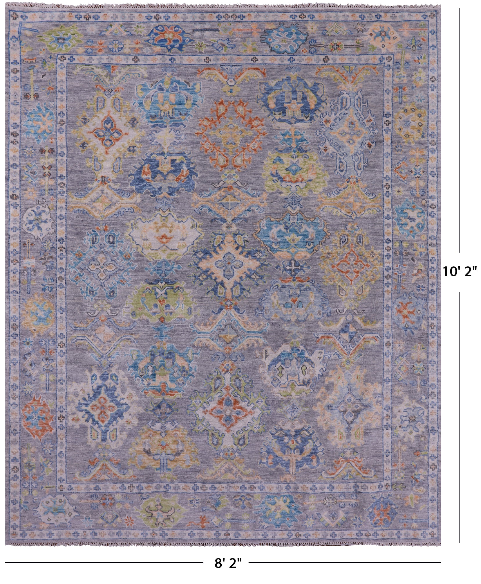 Grey Turkish Oushak Handmade Wool Rug - 8' 2" X 10' 2" - Golden Nile