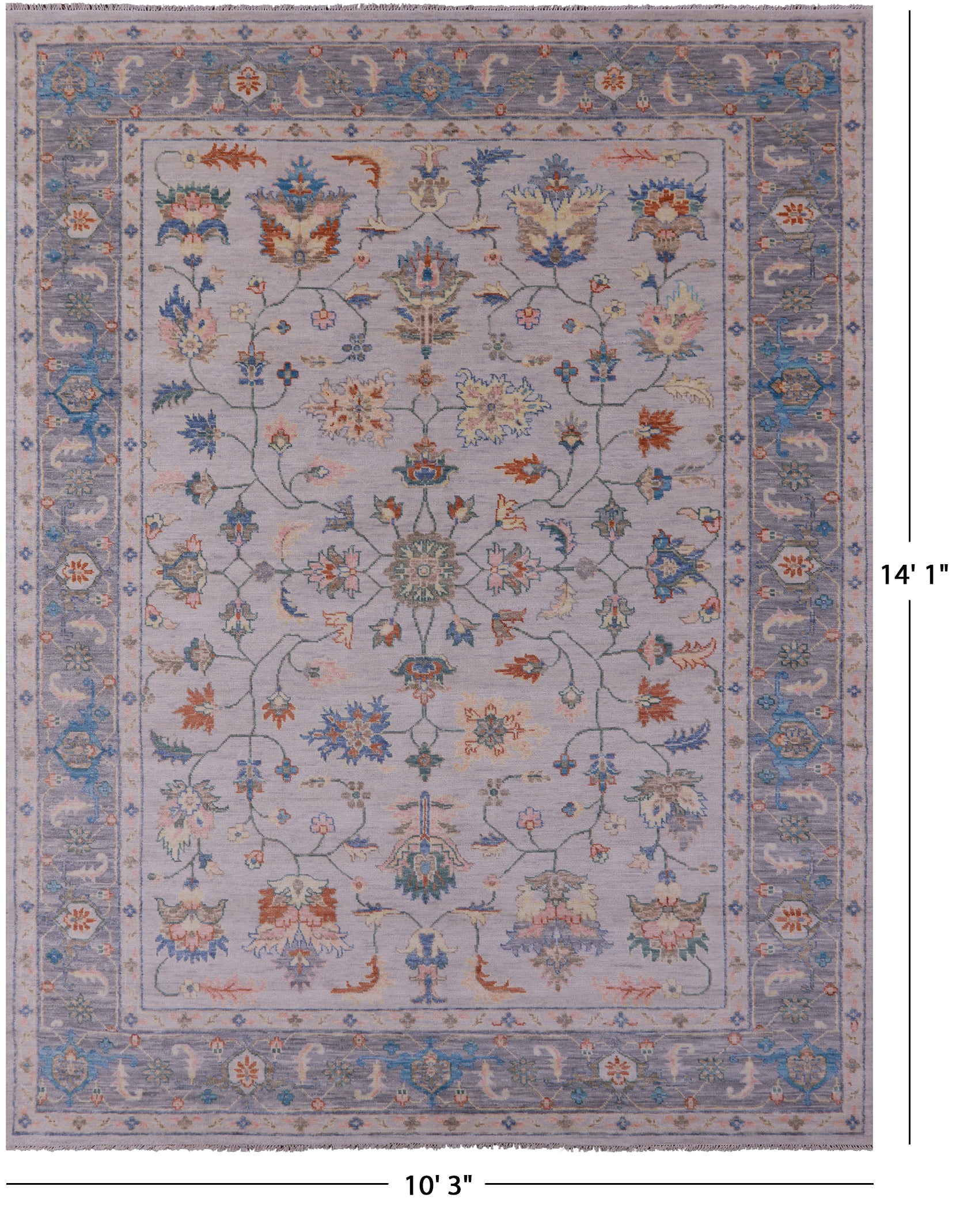 Grey Turkish Oushak Hand Knotted Wool Rug - 10' 3" X 14' 1" - Golden Nile