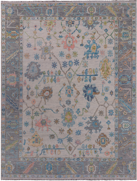 SUPER SALE Ivory Turkish Oushak Hand Knotted Wool Rug - 7' 10" X 10' 8"