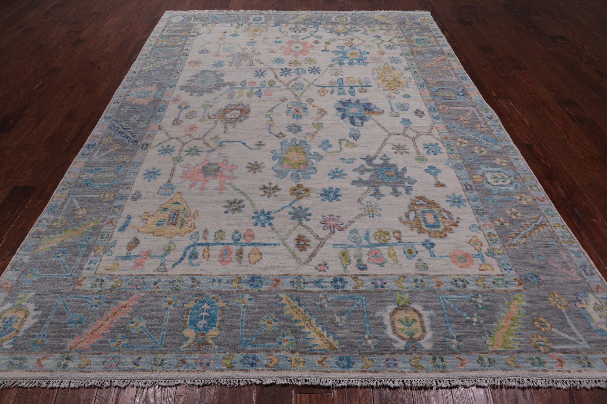 SUPER SALE Ivory Turkish Oushak Hand Knotted Wool Rug - 7' 10" X 10' 8"