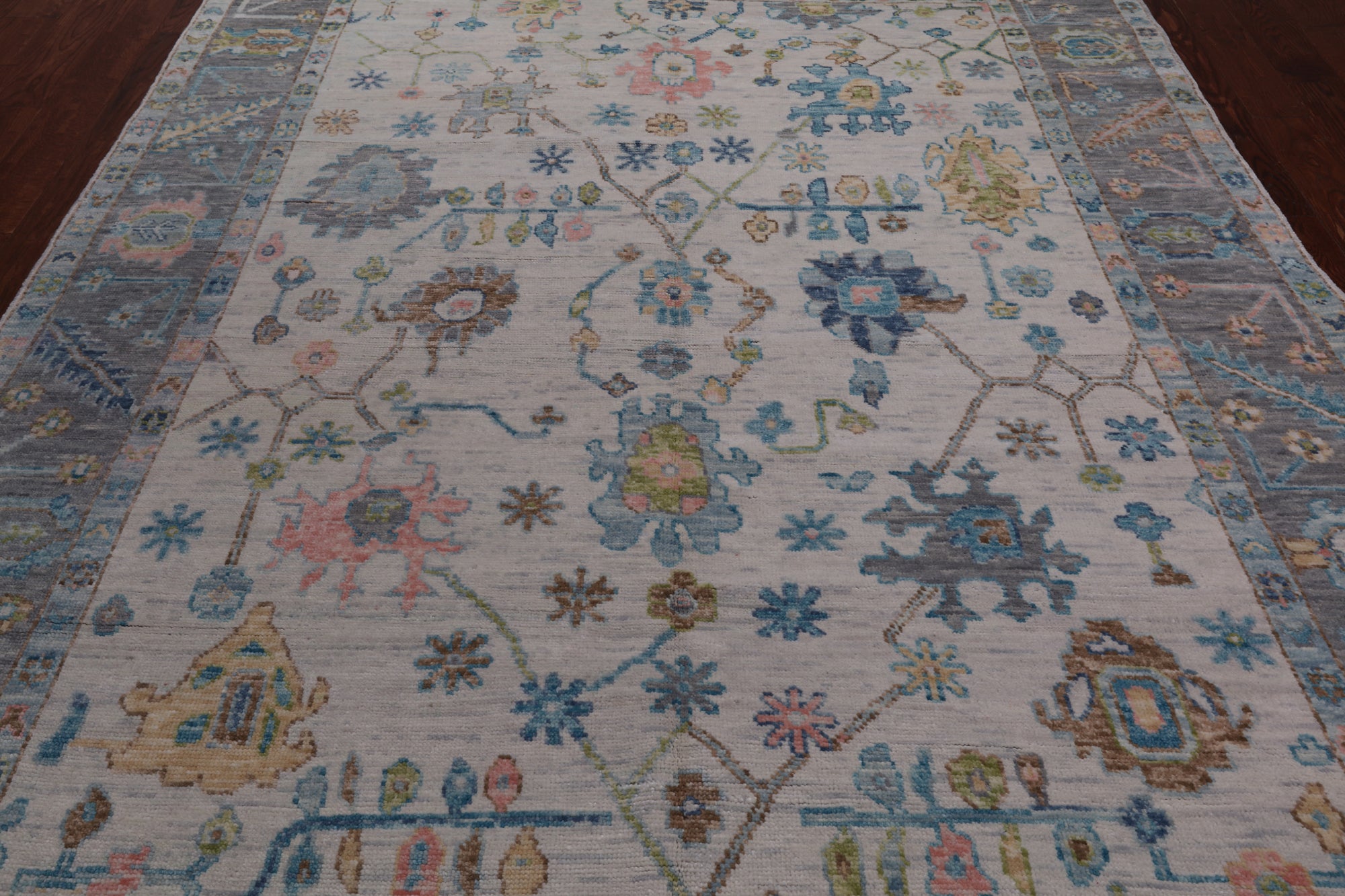 SUPER SALE Ivory Turkish Oushak Hand Knotted Wool Rug - 7' 10" X 10' 8"
