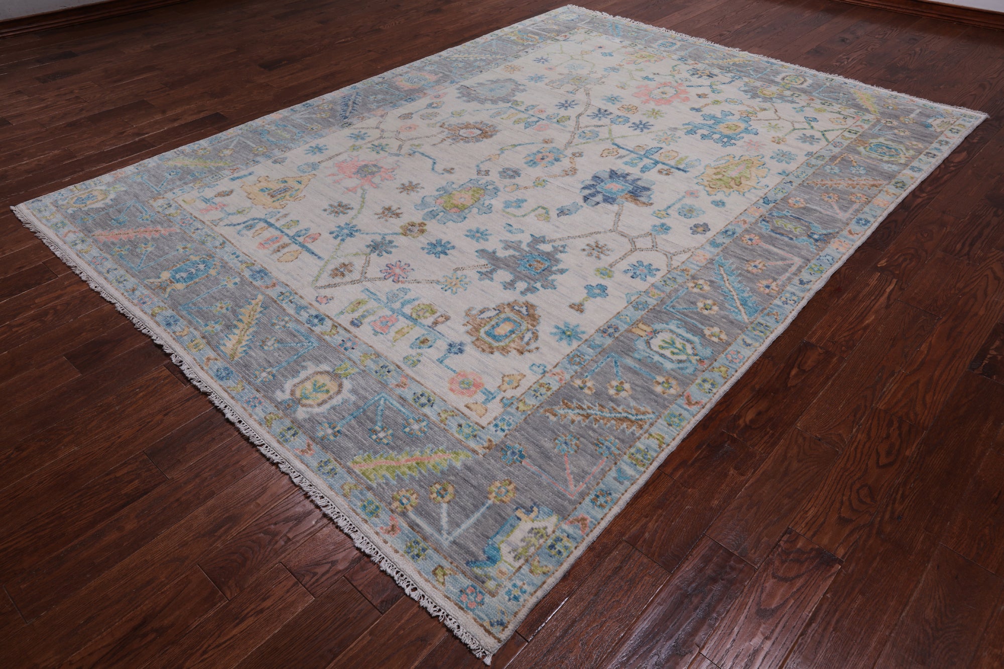 SUPER SALE Ivory Turkish Oushak Hand Knotted Wool Rug - 7' 10" X 10' 8"