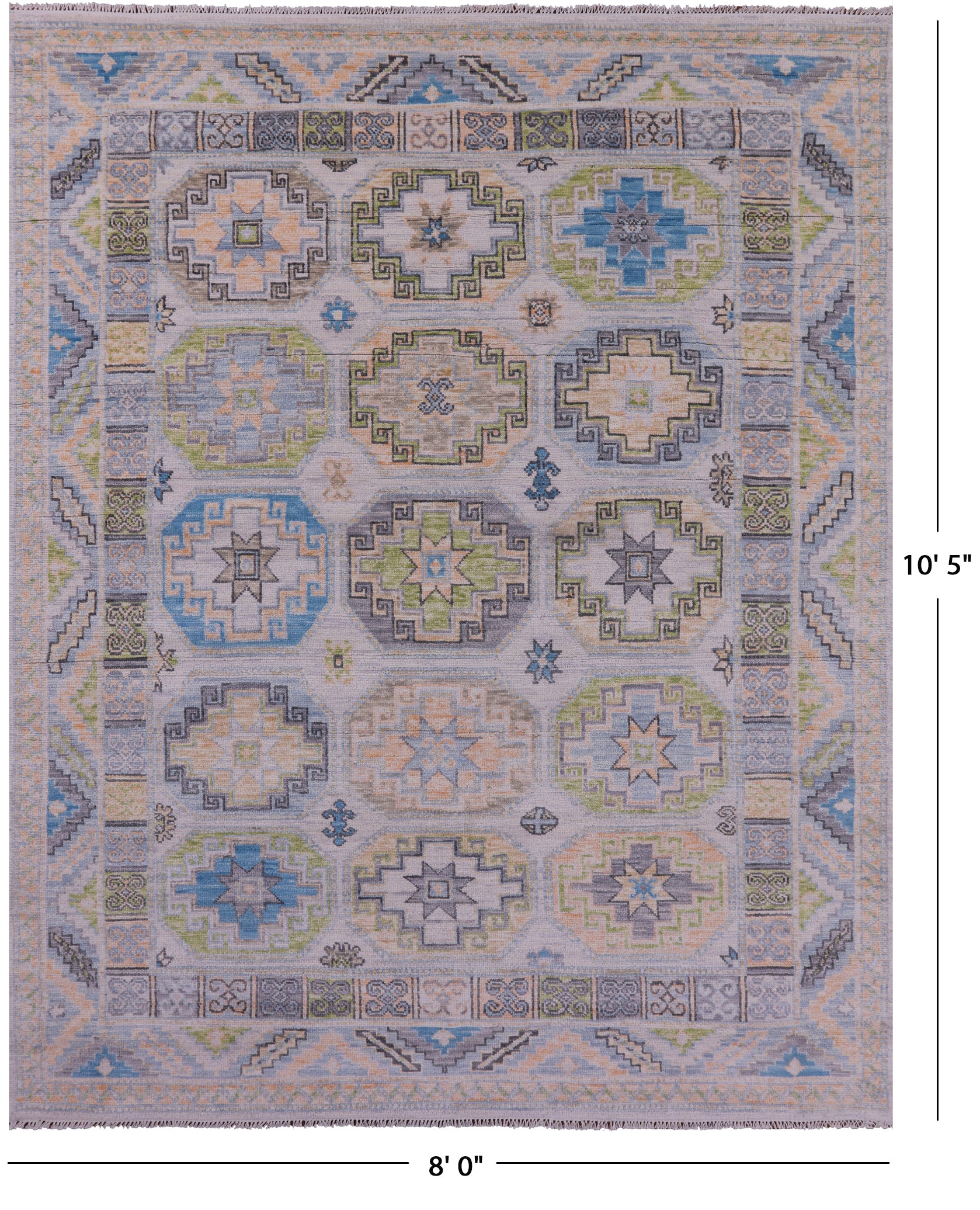 Ivory Turkmen Ersari Hand Knotted Wool Rug - 8' 0" X 10' 5" - Golden Nile