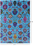 Blue Persian Tabriz Handmade Wool & Silk Rug - 6' 1" X 8' 10" - Golden Nile