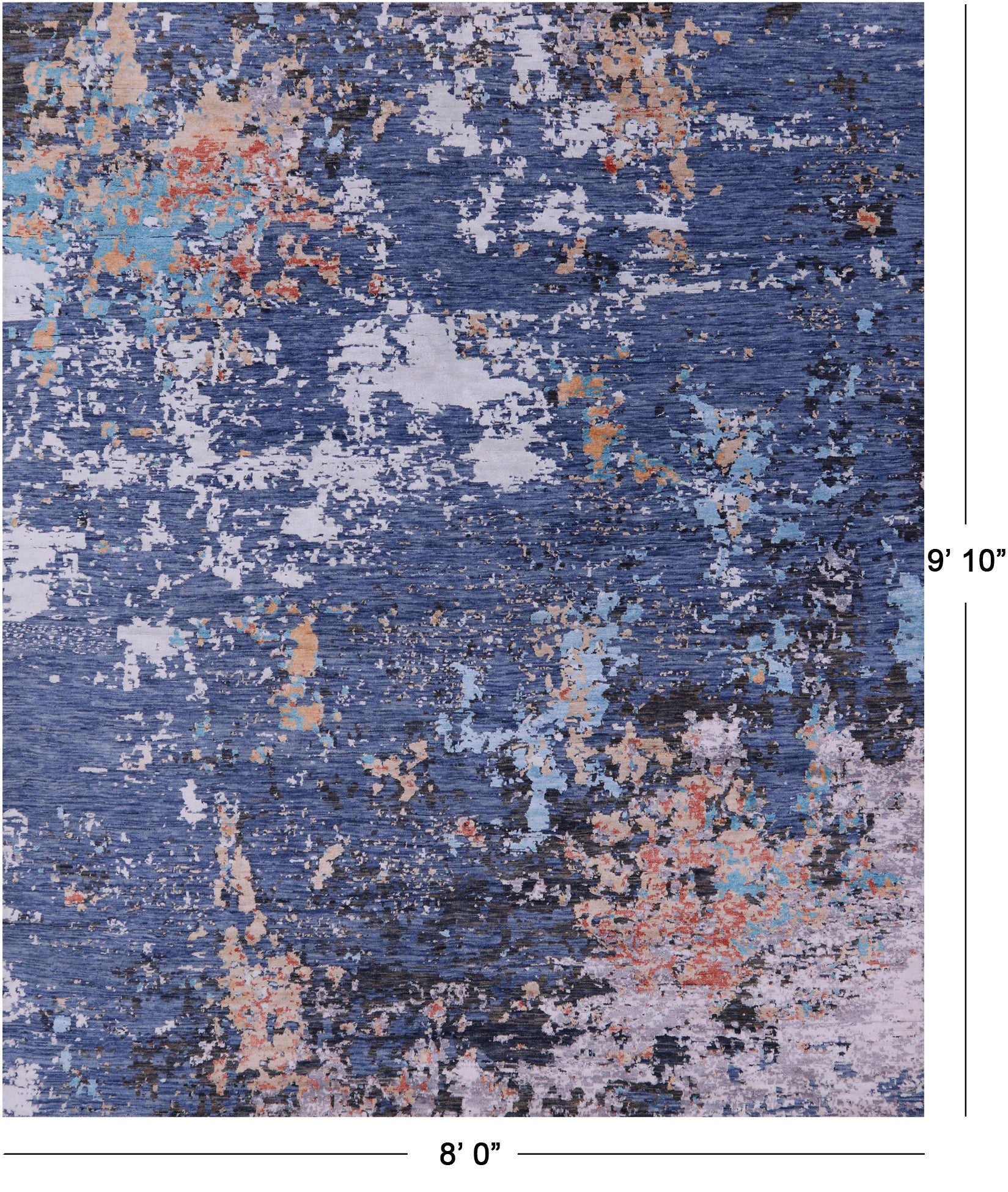 Abstract Contemporary Hand Knotted Wool & Silk Rug - 8' 0" X 9' 10" - Golden Nile