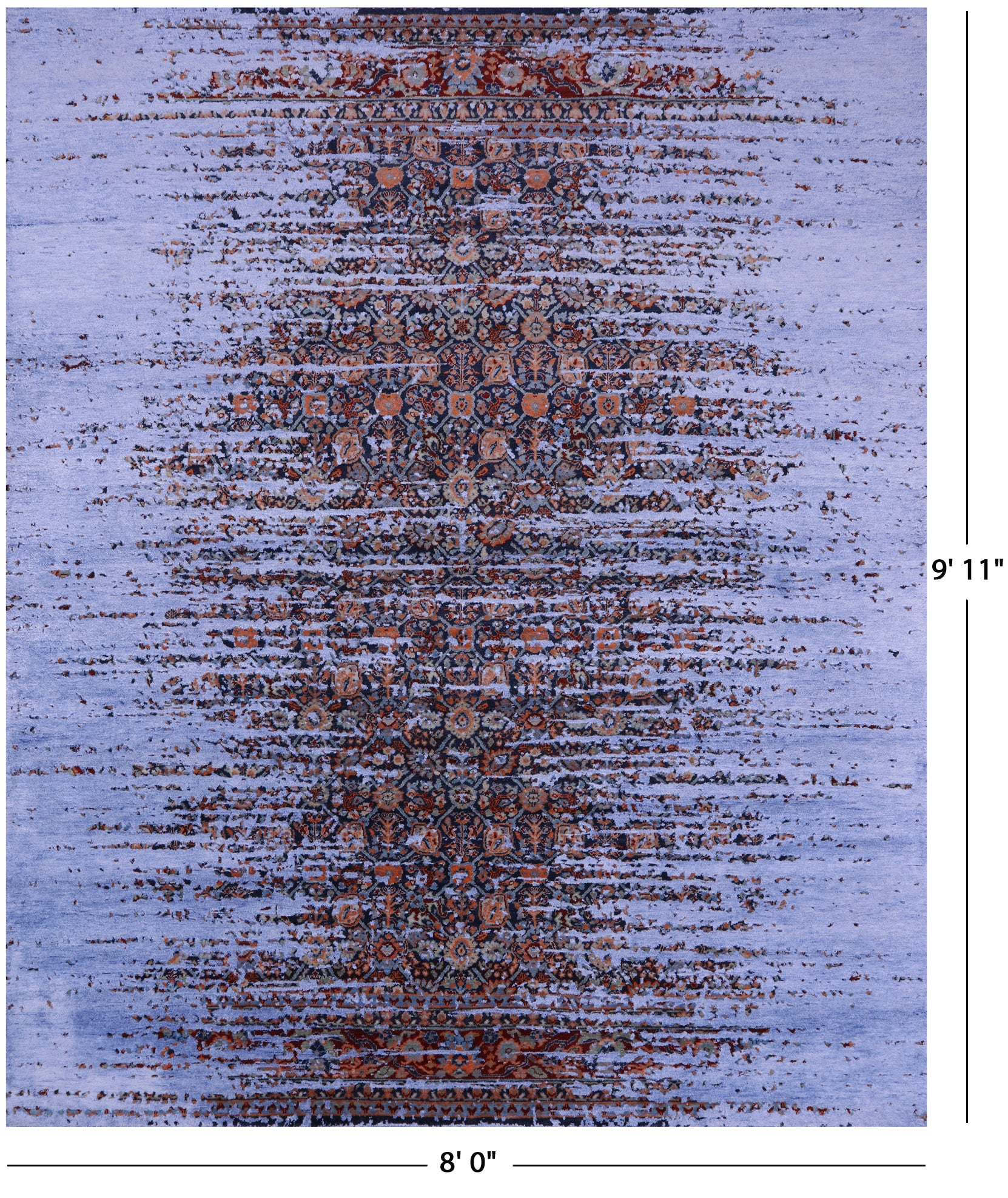 Contemporary Hand Knotted Wool & Silk Rug - 8' 0" X 9' 11" - Golden Nile