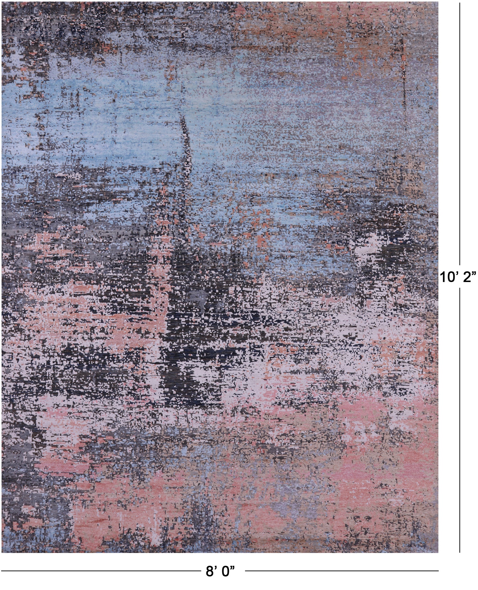 Abstract Contemporary Hand Knotted Wool & Silk Rug - 8' 0" X 10' 2" - Golden Nile