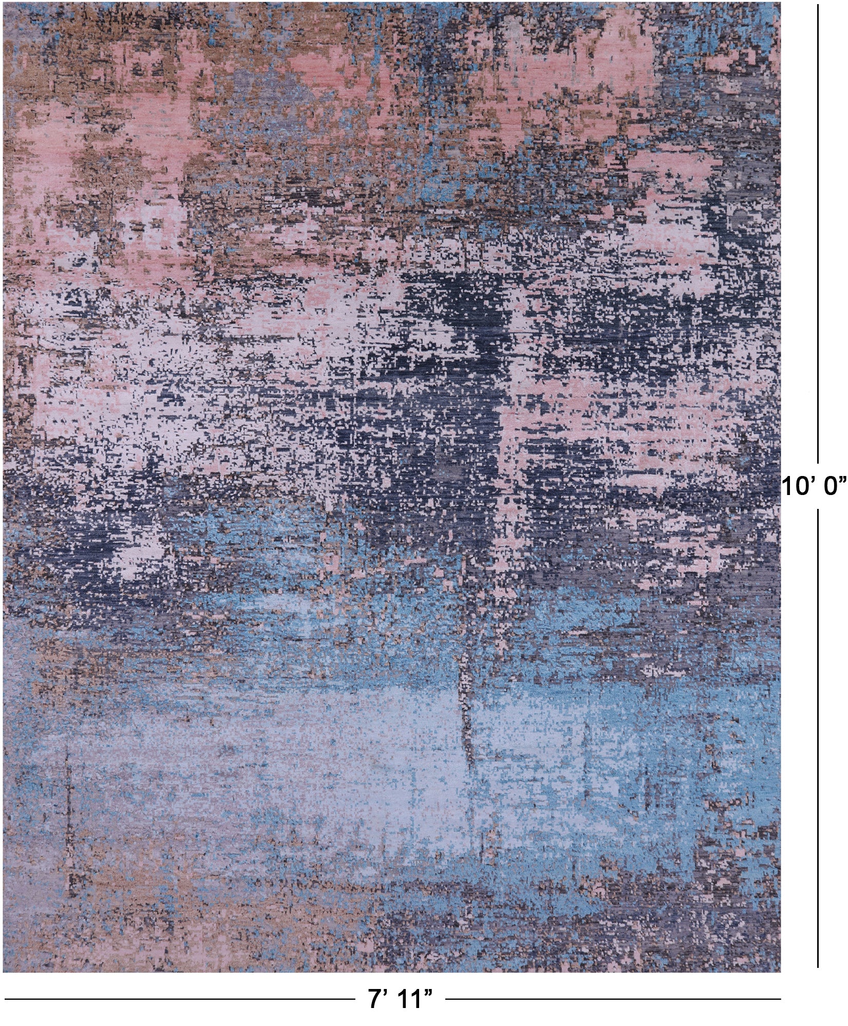 Abstract Contemporary Handmade Wool & Silk Rug - 7' 11" X 10' 0" - Golden Nile