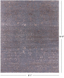 Grey Persian Fine Serapi Hand Knotted Wool & Silk Rug - 8' 1" X 10' 0" - Golden Nile