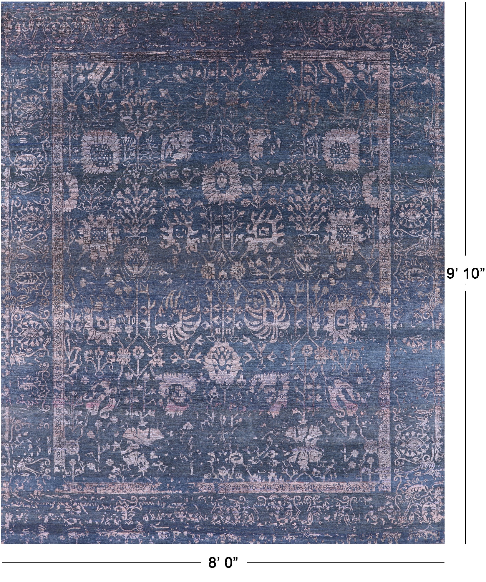 Persian Tabriz Handmade Wool & Silk Rug - 8' 0" X 9' 10" - Golden Nile