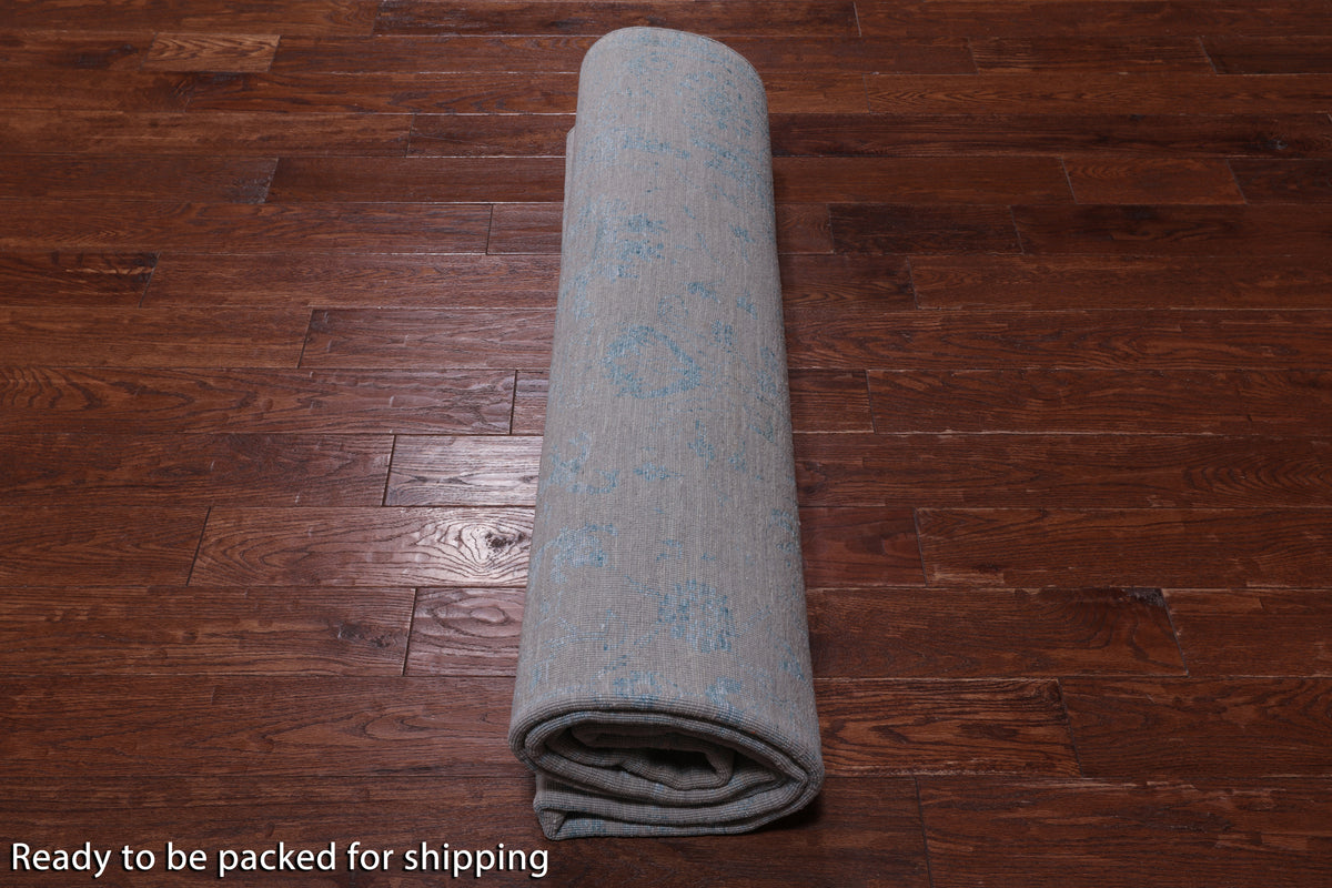 Grey Persian Tabriz Handmade Wool & Silk Rug - 8' 0" X 10' 1"