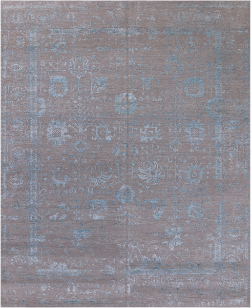 Grey Persian Tabriz Handmade Wool & Silk Rug - 8' 0" X 10' 1"