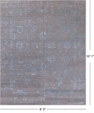 Grey Persian Tabriz Handmade Wool & Silk Rug - 8' 0" X 10' 1"