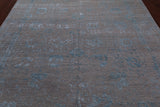 Grey Persian Tabriz Handmade Wool & Silk Rug - 8' 0" X 10' 1"
