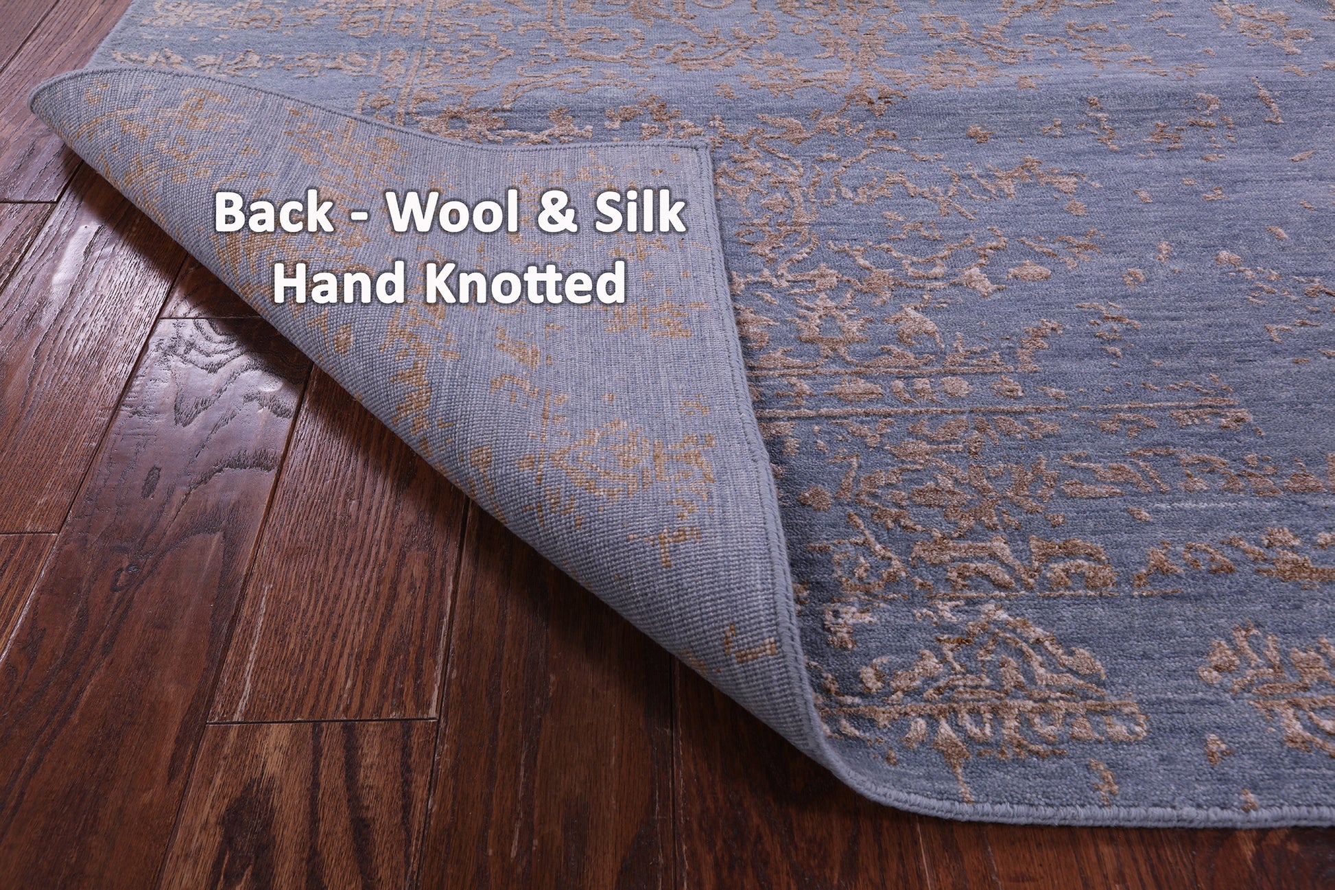 Grey Persian Hand Knotted Wool & Silk Rug - 8' 1" X 10' 1" - Golden Nile