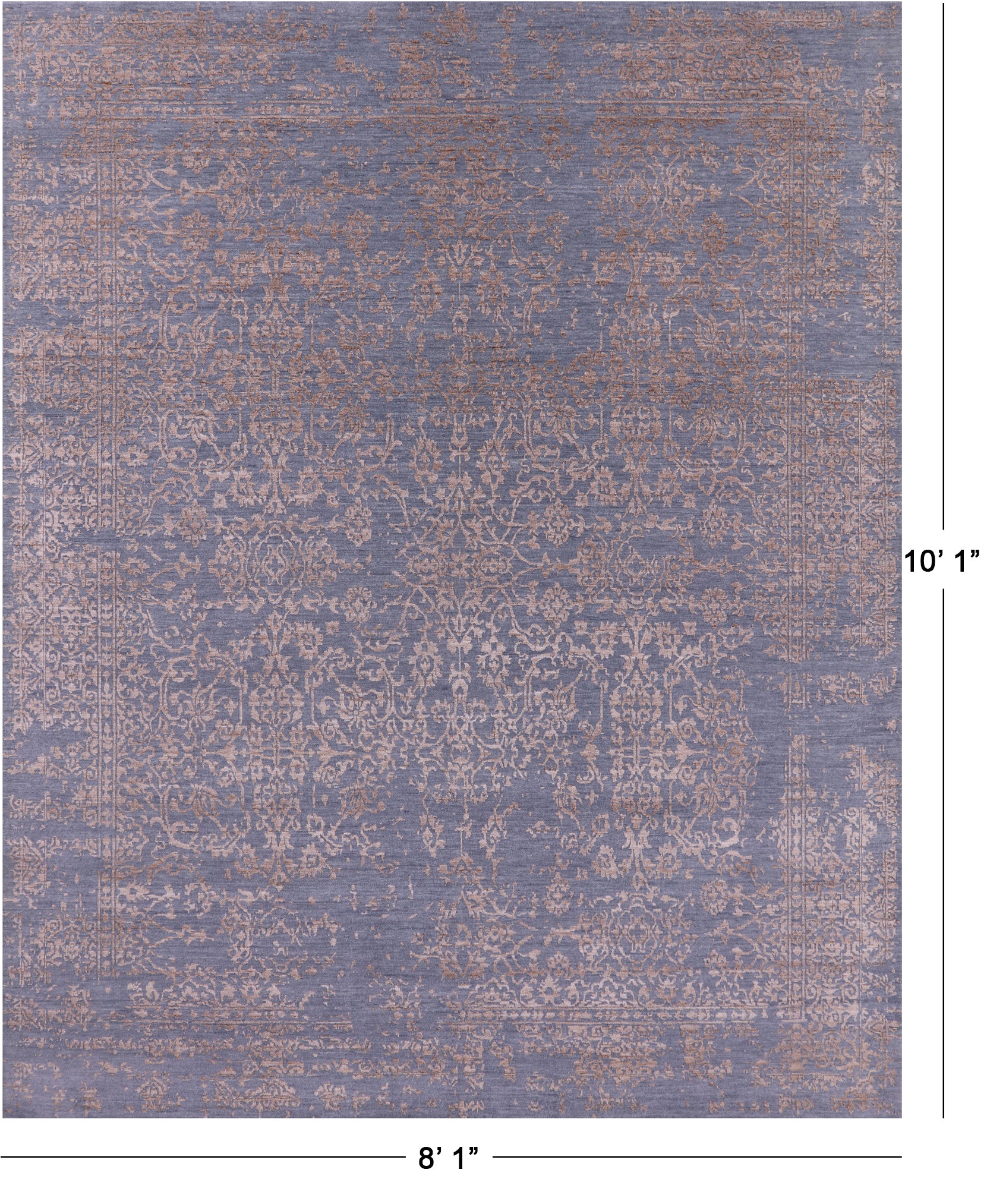 Grey Persian Hand Knotted Wool & Silk Rug - 8' 1" X 10' 1" - Golden Nile