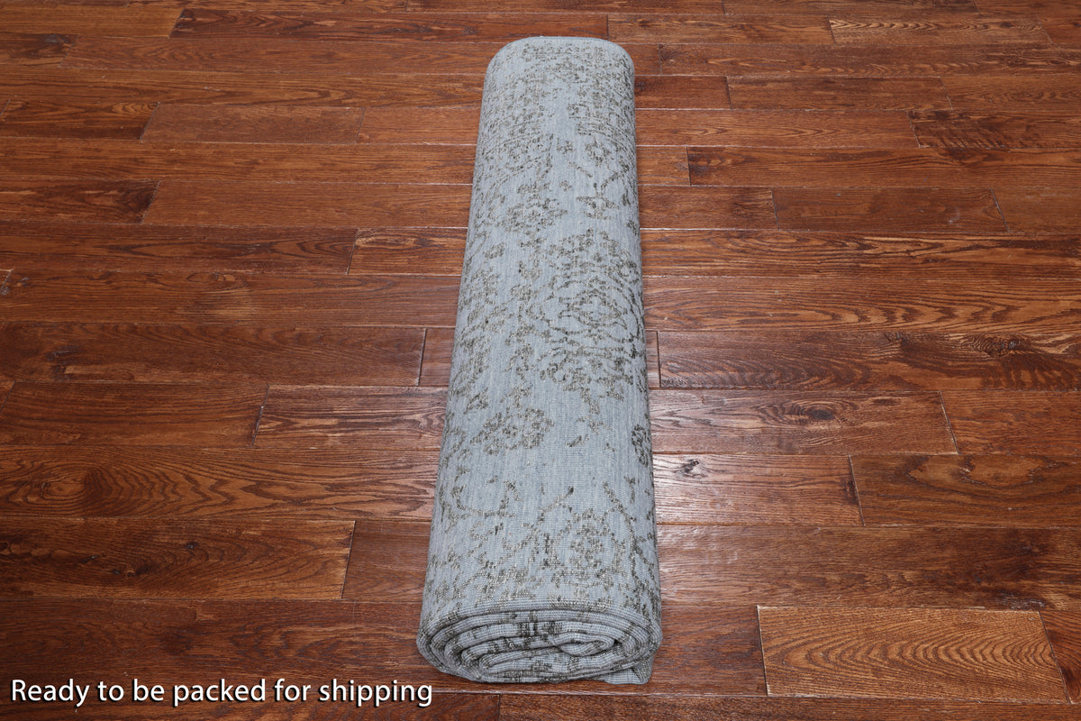 Grey Persian Hand Knotted Wool & Silk Rug - 8' 0" X 10' 0"
