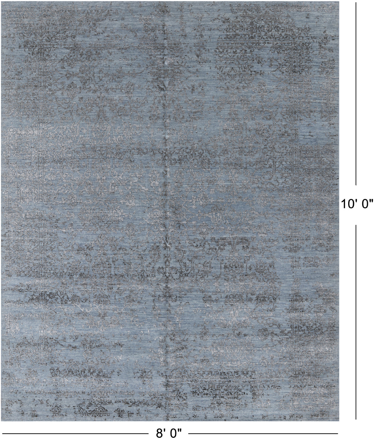 Grey Persian Hand Knotted Wool & Silk Rug - 8' 0" X 10' 0"