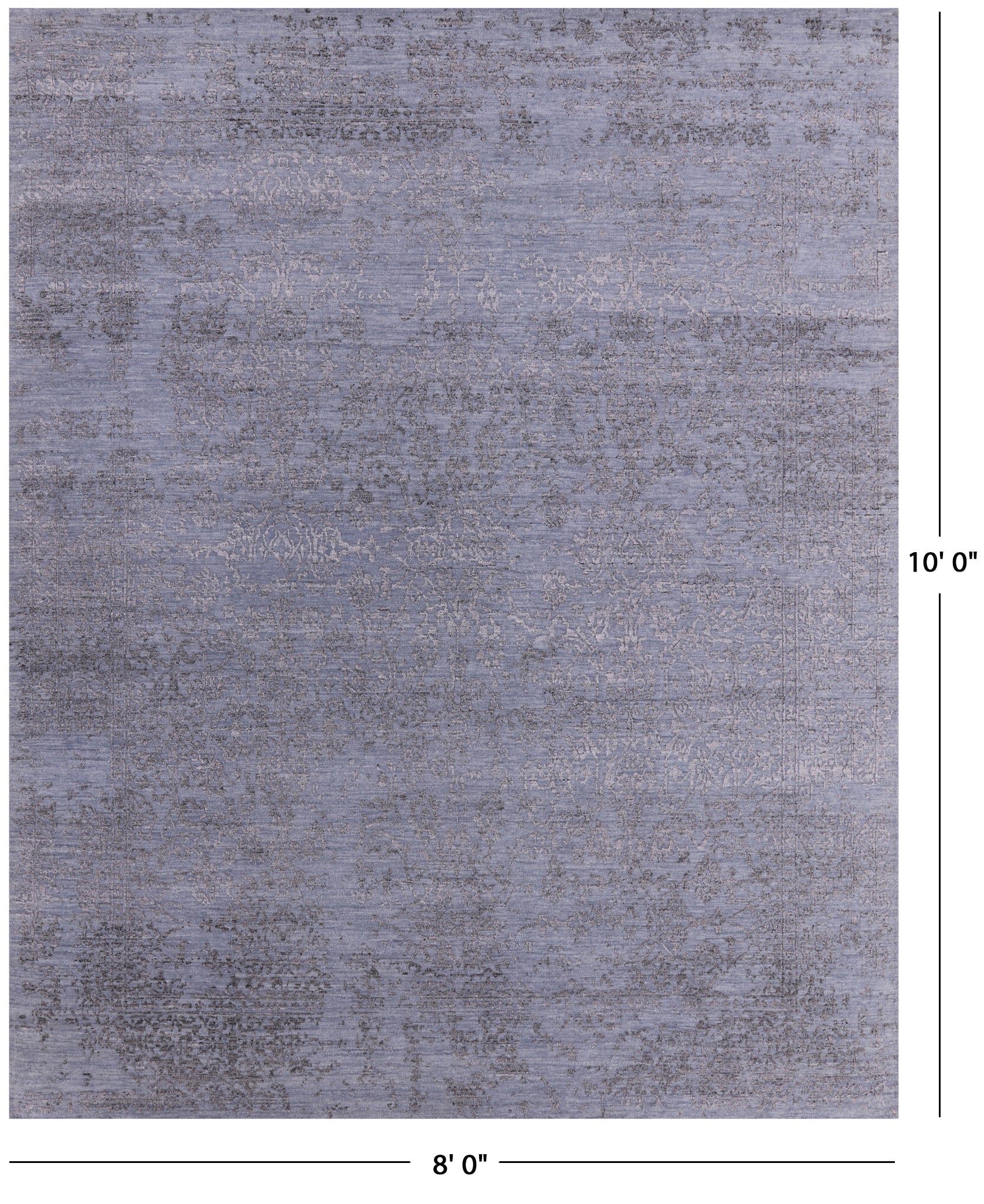 Grey Persian Hand Knotted Wool & Silk Rug - 8' 0" X 10' 0" - Golden Nile