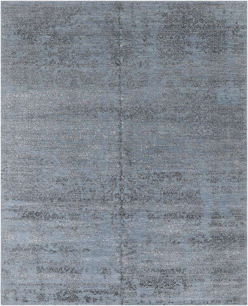 Grey Persian Hand Knotted Wool & Silk Rug - 8' 0" X 10' 0"